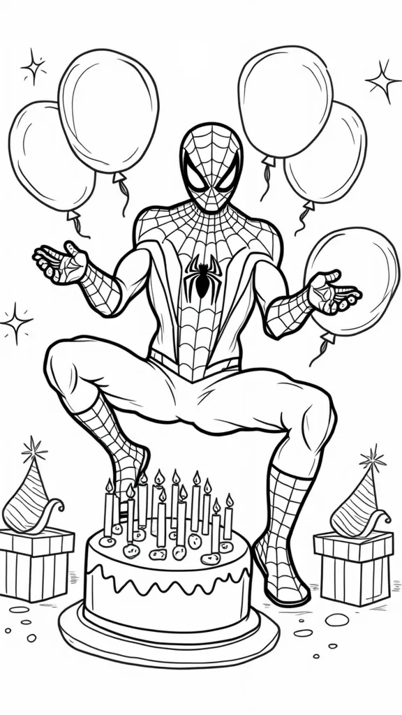 Páginas para colorear de cumpleaños de Spiderman